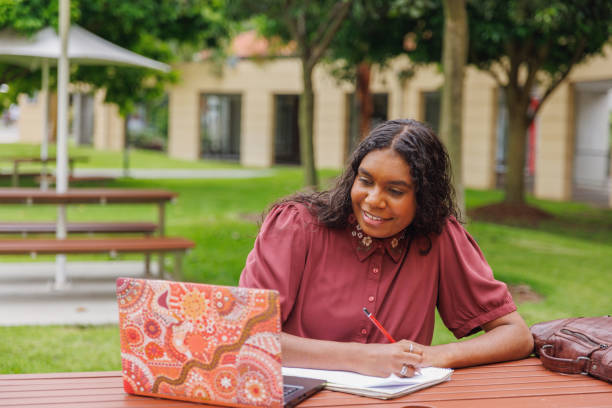 istock Female Aboriginal Australian Student Working On Laptop 1358004474