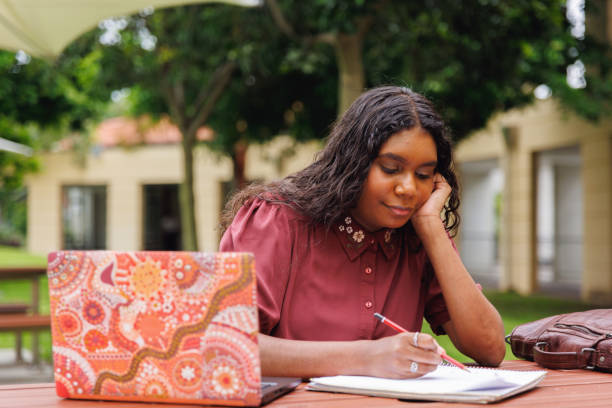istock Female Aboriginal Australian Student Working On Laptop 1358004476