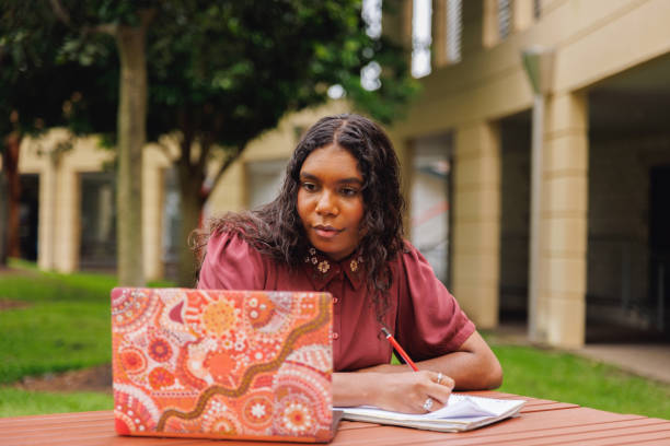 istock Female Aboriginal Australian Student Working On Laptop 1358004501