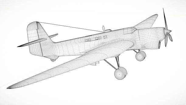 istock 3D illustration. Mesh of the historic Soviet aircraft Ant-25 1358007815