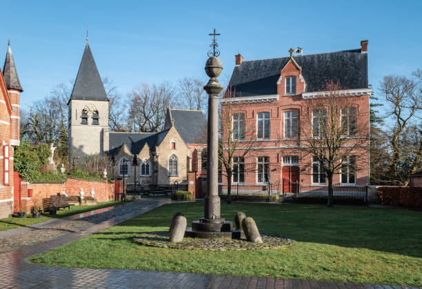 istock Pillory at the church in Gestel, Belgium. 1358008992