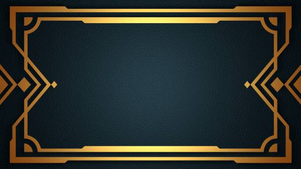 Art deco frame. Style of the 1920s. Card template with linear border. 3D rendering 1920 stock pictures, royalty-free photos & images