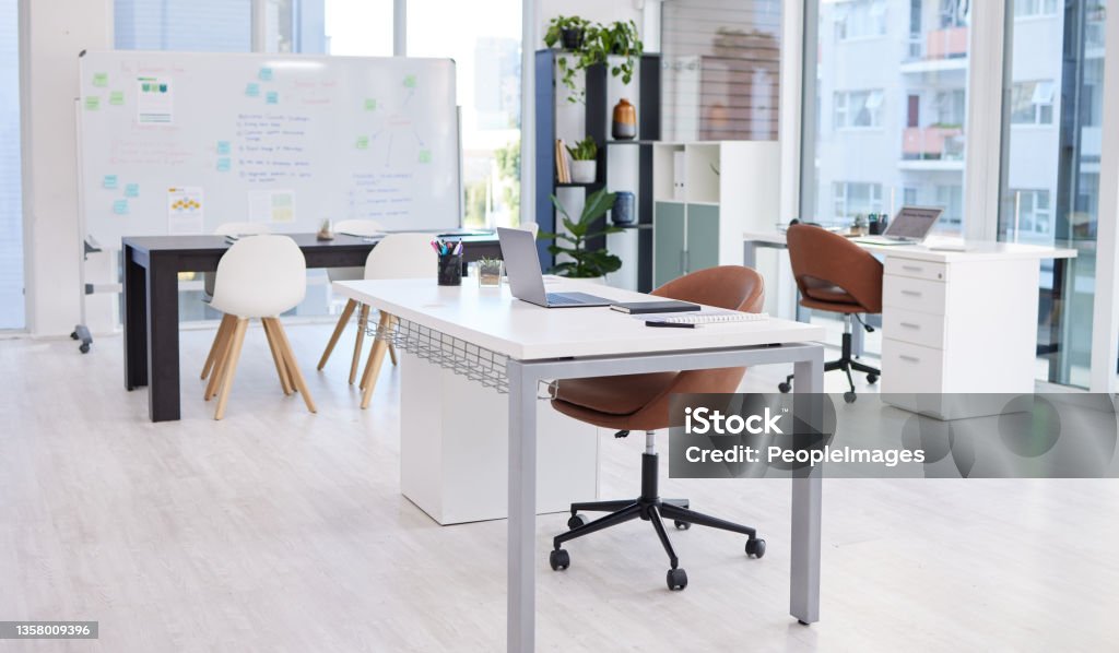 Still life shot of a modern office space Where innovative ideas are born Office Stock Photo
