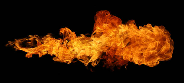 istock Fire and burning flame torch isolated on black background for graphic design usage 1358009399