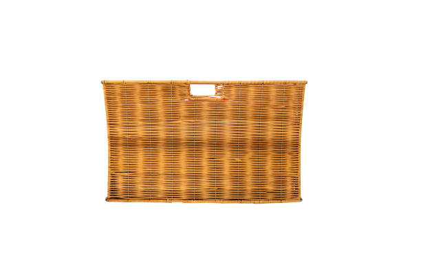 istock Vintage wooden laundry basket  isolated on white background 1358010755