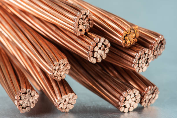 Copper electrical power cable wire Copper electrical power cable wire close-up copper cable stock pictures, royalty-free photos & images