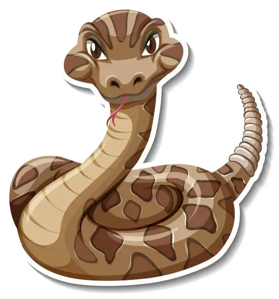 Vector illustration of Rattlesnake animal cartoon sticker