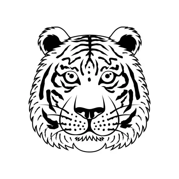 Vector illustration of Tiger Hear Silhouette Illustration Collection Set