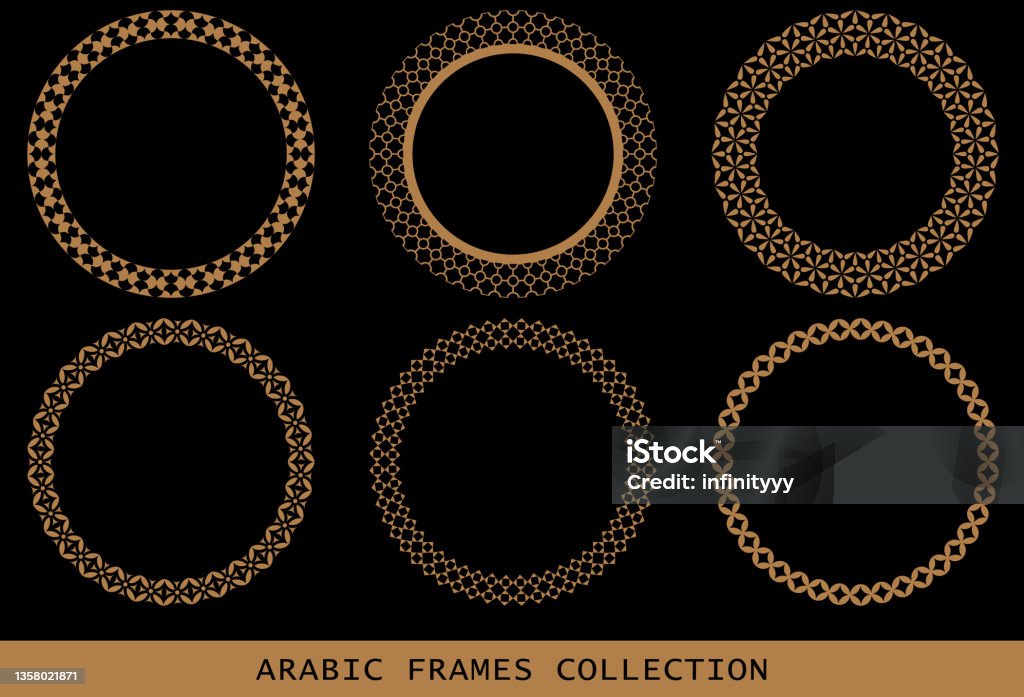 Rounded Arabic Pattern Arabic Geometric Round Patterns Set Borders Frames Vector Illustration ...