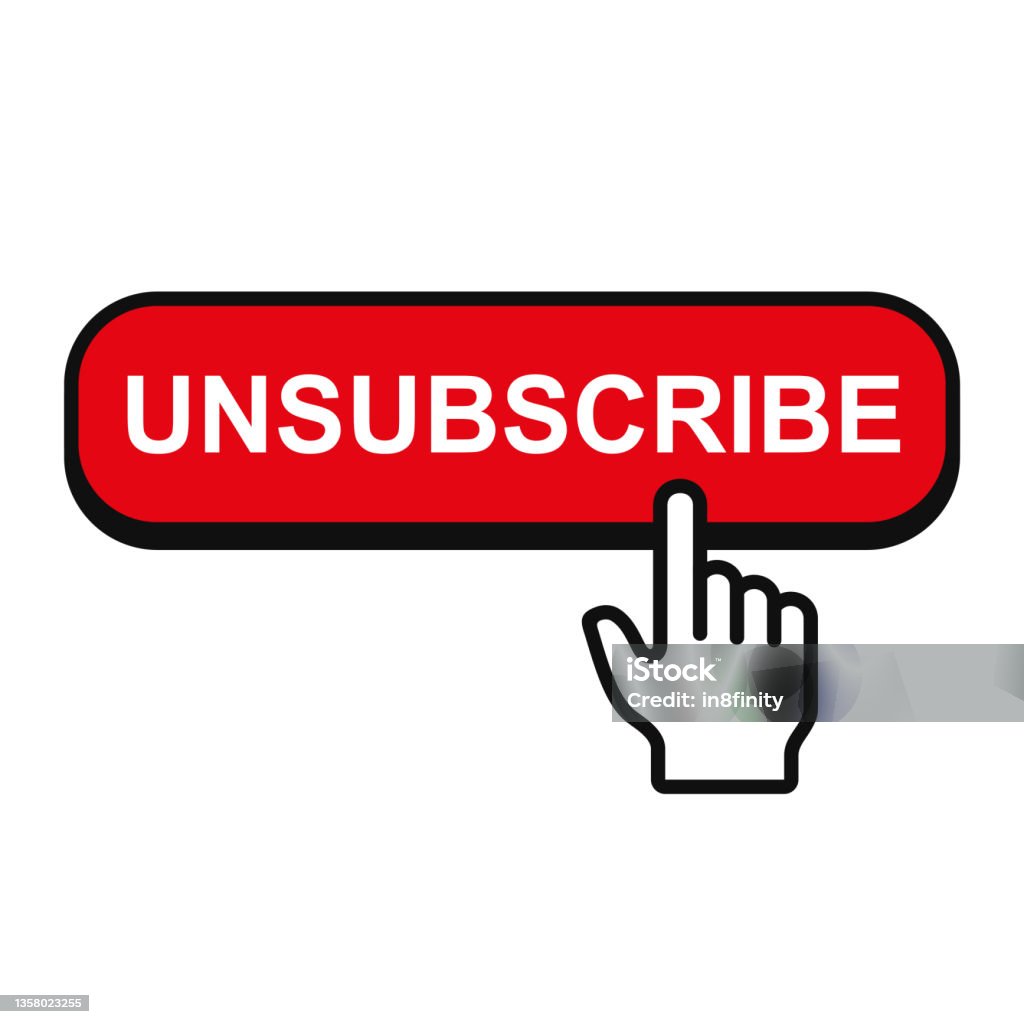 Unsubscribe Button with Hand Mouse Pointer. Vector Unsubscribe Button with Hand Mouse Pointer. Vector illustration Unsubscribe stock vector Unsubscribe Button with Hand Mouse Pointer. Vector Unsubscribe Button with Hand Mouse Pointer. Vector illustration Unsubscribe stock vector
