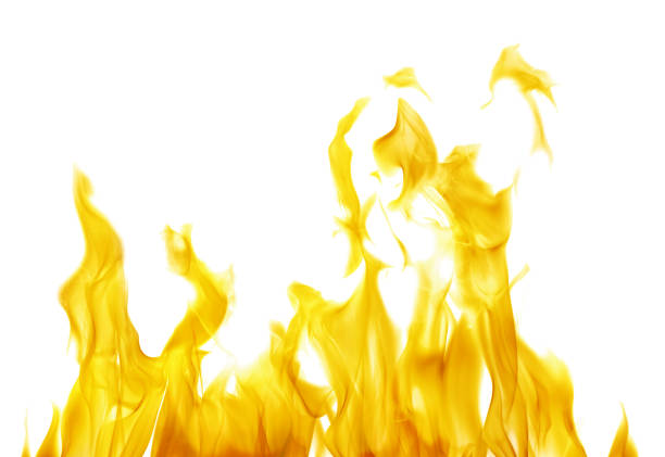istock yellow flame hot sparks isolated on white 1358027983
