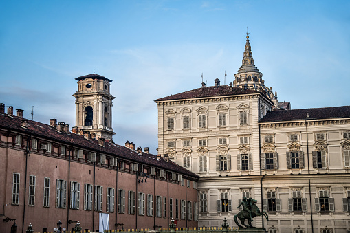 Turin, Italy - 16th of November, 2021. Low Angle View Of The Royal House Of Savoy In Piedmont Region, Turin, Italy
