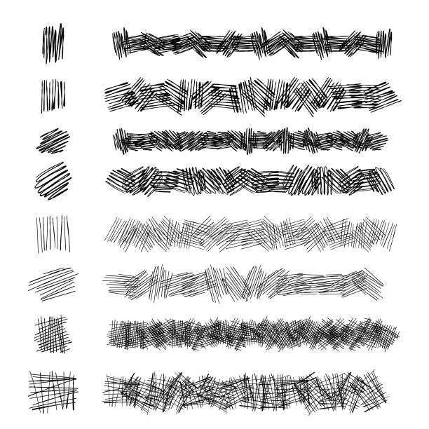 Cross hatching brushes Vector illustration of a collection of cross hatching brushes. All the brushes are already in the Brushes panel so you can access them easily and start drawing with them. Strokes are editable so you can resize as you wish and you can apply any color you want to any of the brushes. illustrator stock illustrations