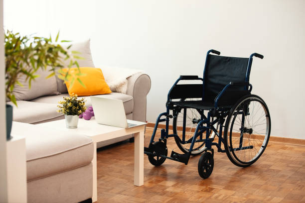 istock Empty wheelchair in the livingroom. 1358029623