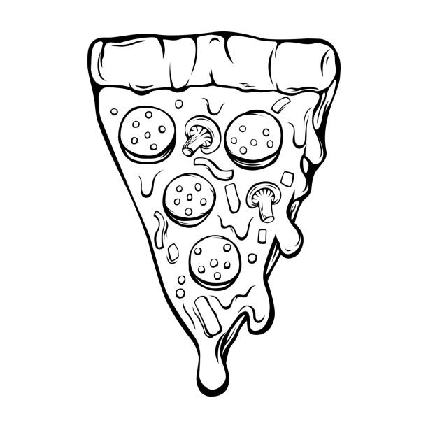 Ilustración de Imagen Vectorial En Blanco Y Negro De Pizza y más Vectores  Libres de Derechos de Pizza - Pizza, Diseño de trazado, Alimento - iStock