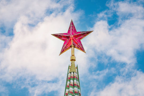 istock Kremlin star against blue cloudy sky on sunny day 1358034796