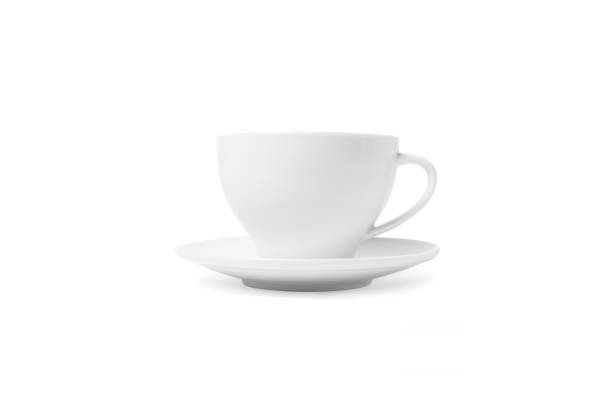 istock White cup and saucer isolated on white background. Ceramic coffee cup or tea mug and dish for drink close up. Mock up classic porcelain utensils 1358038479