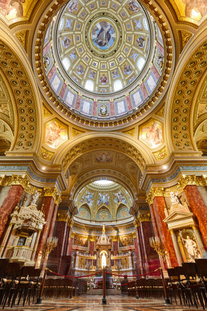 St. Stephen basilica interior in Budapest city center. Hungarian landmark stock photo