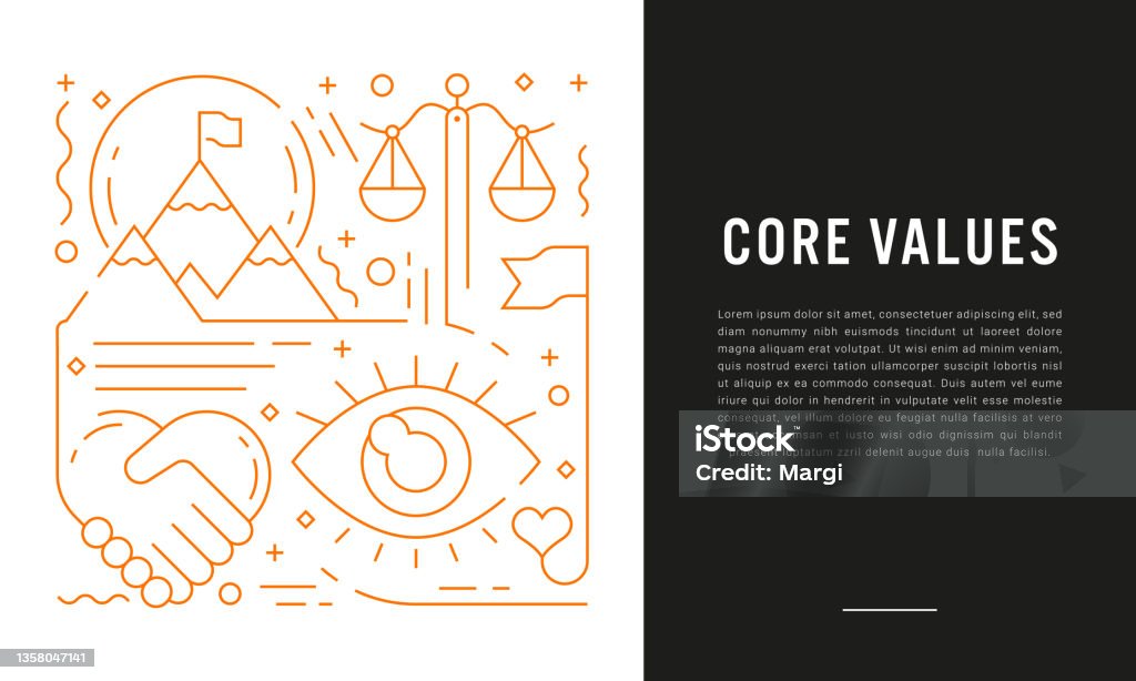 Core Values Drawing Example Core Values Editable Stroke Line Illustration Stock Illustration ...