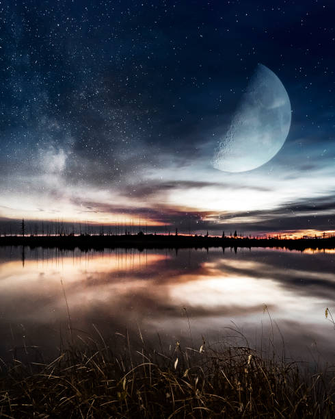 istock Lunar landscape. Fantasy 1358053100