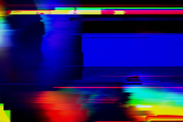 motion glitch interlaced mehrfarbig verzerrter strukturierter futuristischer hintergrund - vintage wallpaper video stock-grafiken, -clipart, -cartoons und -symbole