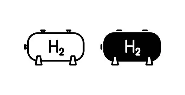Vector illustration of hydrogen gas tank line icon
