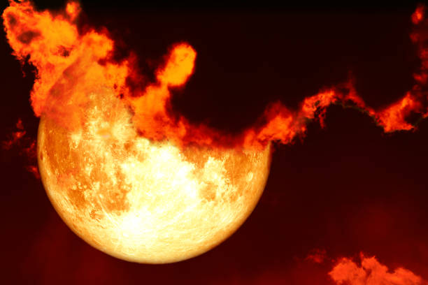 istock Super blood moon and red silhouette cloud sky in the night sky 1358063182