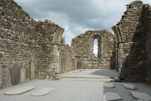 Carrauntoohil, Wicklow, Glendalough, Ireland, , August 20th 2019: A medieval castle in Ireland