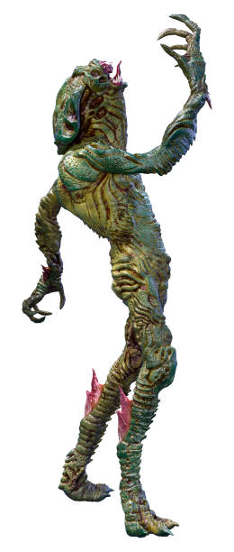 istock 3D illustration green alien on white 1358066293