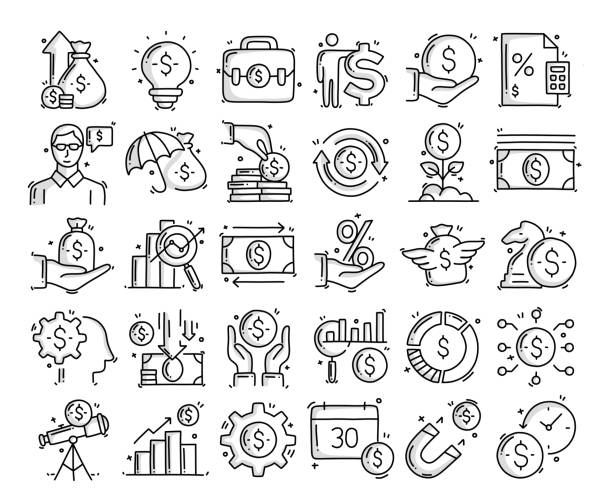 Return On Investment Related Objects and Elements. Hand Drawn Vector Doodle Illustration Collection. Hand Drawn Icons Set. Return On Investment Related Objects and Elements. Hand Drawn Vector Doodle Illustration Collection. Hand Drawn Icons Set. budget drawings stock illustrations