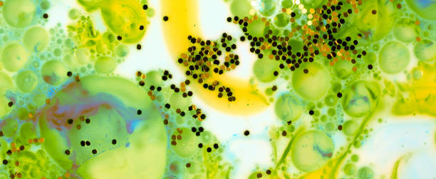 istock Green blots. Abstract background. Marble texture. Acrylic colors. 1358072371