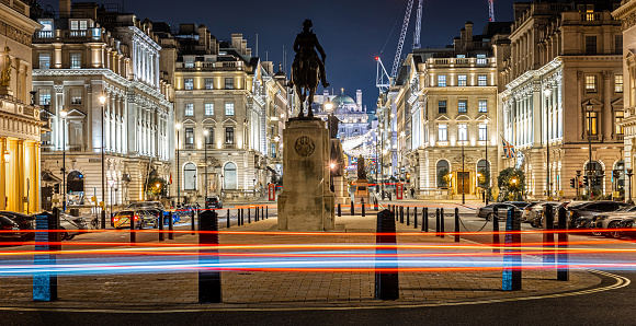 The Christmas view of Picadilly circus and its surroundings in London, UK