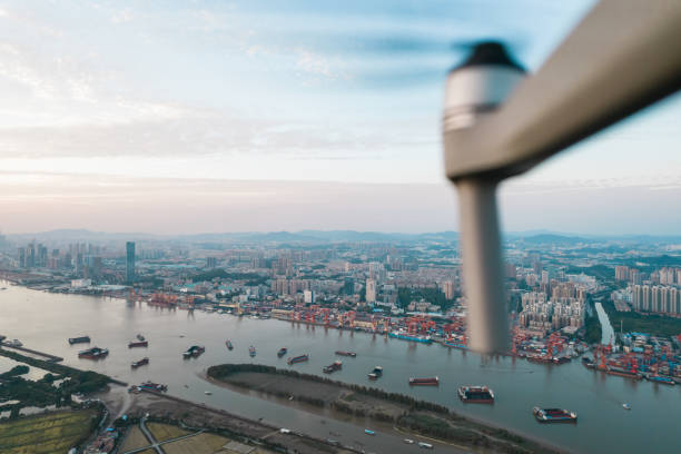 Aerial view of Huangpu Harbo in Guangzhou