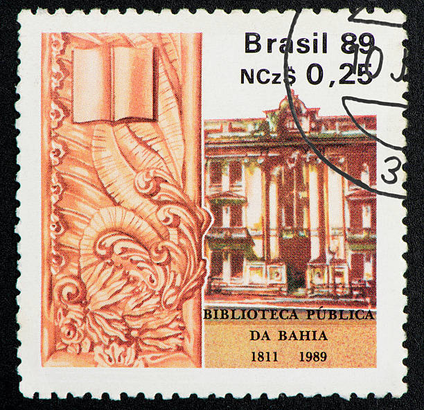 istock brazilian postage stamp, on black background 135807711