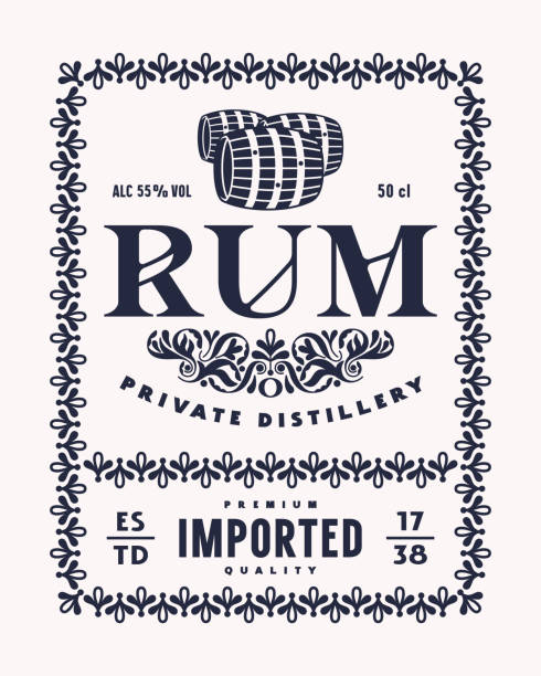 Template decorative label for rum Template decorative label for rum. Typography with ornament. Vector illustration rum stock illustrations