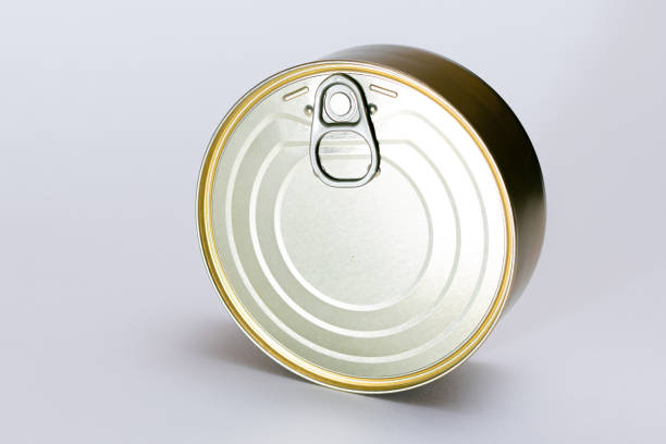 istock Unopened Tin Can with Blank Edge on White Background 1358081154