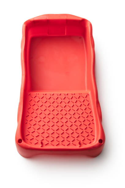 istock Paint: Red Paint Tray Isolated on White Background 1358081213