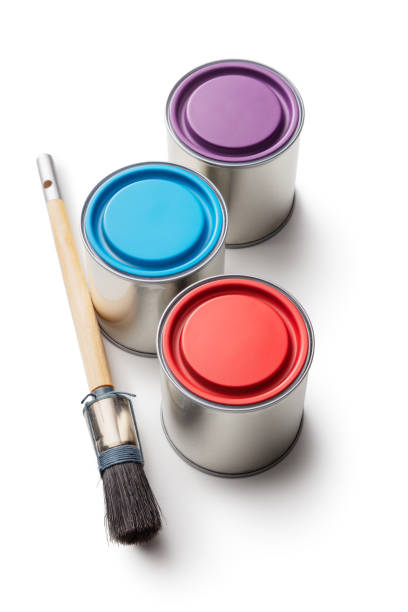 istock Paint: Paint Cans and Paint Brush Isolated on White Background 1358081398