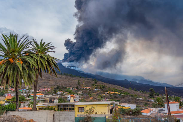 The Cumbre Vieja volcano erupt on the Canary island of La Palma, stock photo