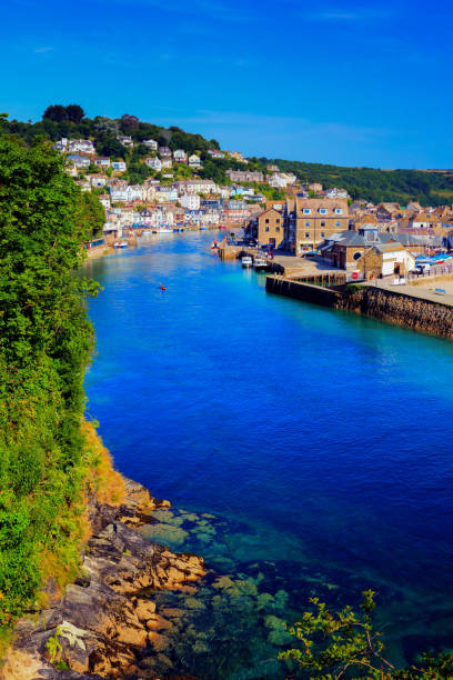 Looe Cornwall town and river beautiful blue sea