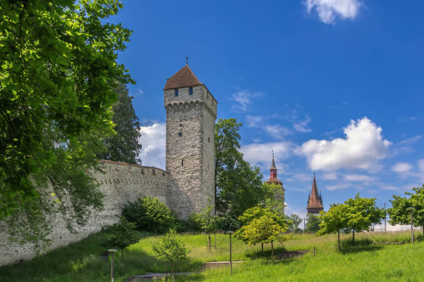 Musegg Wall - the celebrated city walls with their nine towers form part of the historic fortifications built around Lucerne from the 13th century, Switzerland