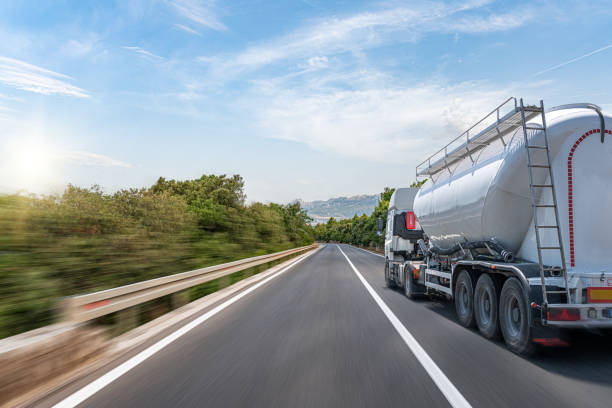 istock Fuel truck on the road. 1358084700