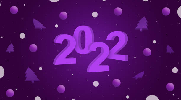 istock New year 2022 with balls and Christmas trees around 3d 1358084813