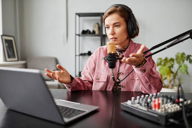 istock Young Woman Live Streaming 1358087449