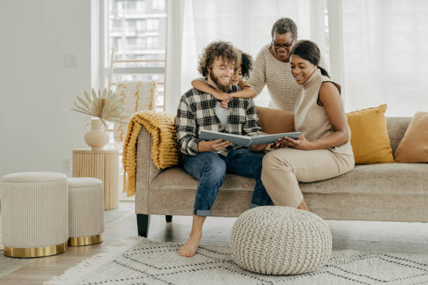 istock Three generation family during winter holidays together 1358087694