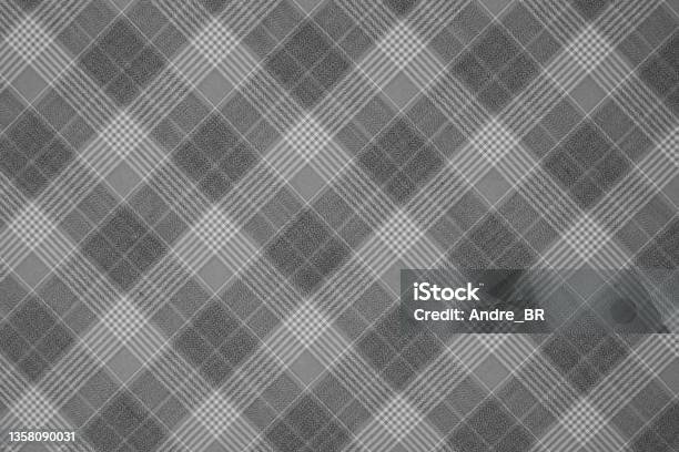Black And White Checkered Pattern Fabric Background Stock Photo - Download Image Now