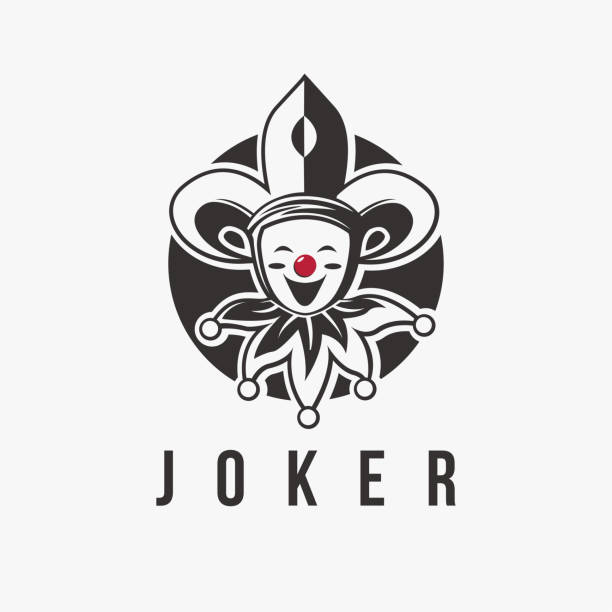ilustraciones, imágenes clip art, dibujos animados e iconos de stock de divertida plantilla vectorial de icono de logotipo de bufón joker sobre fondo blanco - harlequin