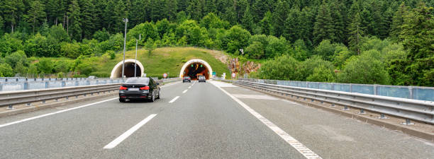 tunnel on the express road in rijeka, croatia. - europe bridge editorial eastern europe imagens e fotografias de stock