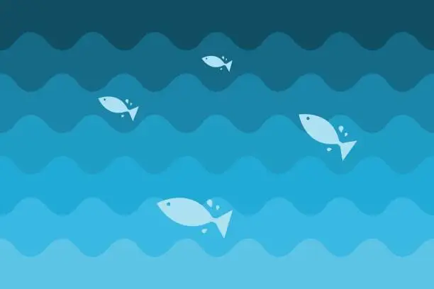 Vector illustration of Vector sea with jumping fish