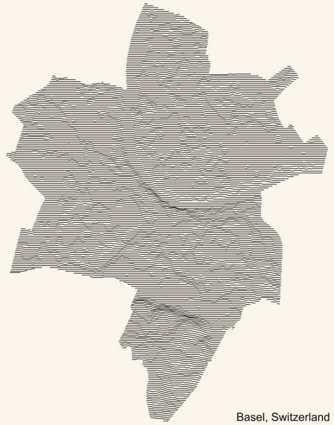 istock Vintage beige topographic map of Basel, Switzerland 1358096254
